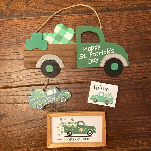 St. Patricks Day Shamrock Truck Decor Bundle, Farmhouse Happy St. Patrick’s Day - Picture 2 of 16
